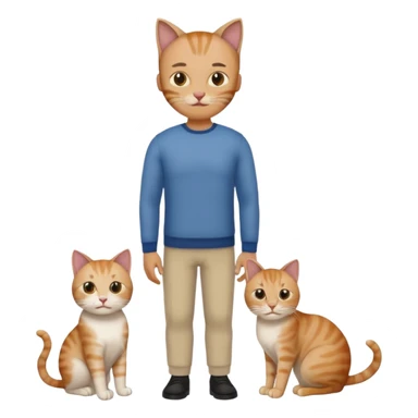 a single entity, head of a human man, fullbody cat  sticker