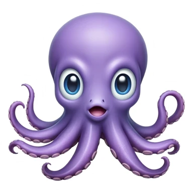Cinematic Comical Baby Octopus Portrait Emoji, Tentacles slightly flared in a playful, exaggerated gesture, featuring a light blue-purple, rounded body with dramatically wide, hilariously expressive eyes full of surprise and innocent mischief, Simplified yet hilariously endearing features, highly detailed, glowing with a soft oceanic radiance, high shine, dramatic yet lovable, stylized with a dash of whimsical underwater mischief, soft glowing outline, capturing the essence of a delightfully silly little octopus that looks like it just made a clumsy, adorable mistake! sticker