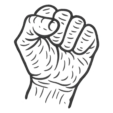 an elderly wrinkled white fist, hand-drawn sketch style sticker
