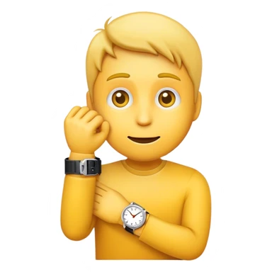 A normal yellow emogi looking at his watch as he expexticc someone who is late sticker
