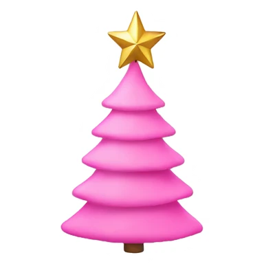 Pink Christmas tree with golden star sticker