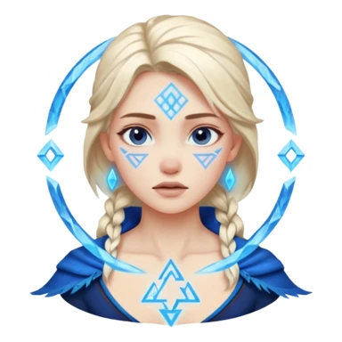 Woman frozen mid-spell, glowing runes around her body, charged silence sticker