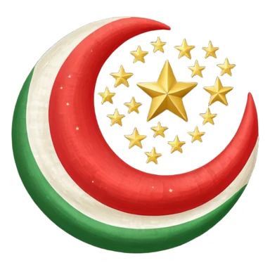 A flag emoji red white green in center islamic golden moon suronded by star circulary sticker