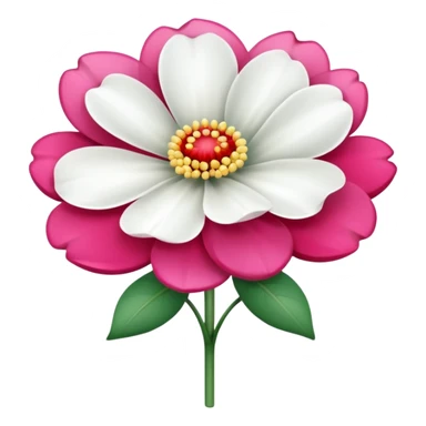 One pink flower and one white flower in transparent bouquet with red band  sticker