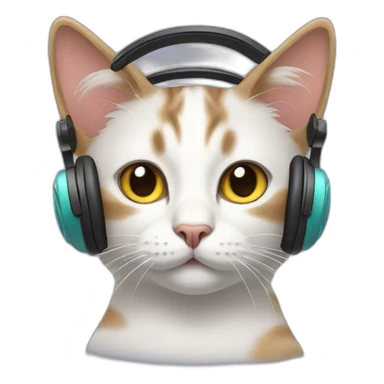cat in headphones sticker
