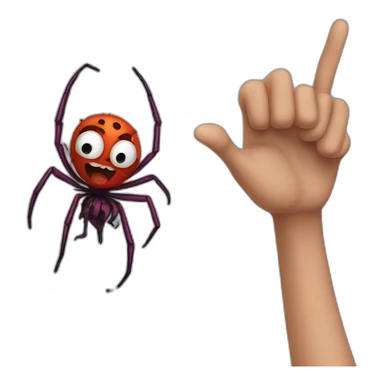 Two spiders man point finger sticker