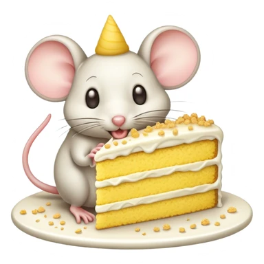 mouse eating yellow cake sticker
