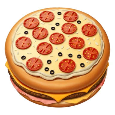  A burger with pepperoni and cheese toppings and cheese pizza  sticker