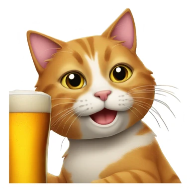 cat drinking beer sticker
