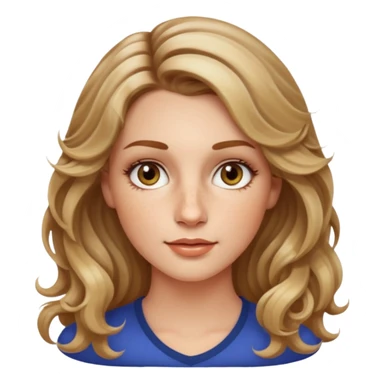 creative women with long dark Blond with highlights semi curly hair white women, oval shape face hazel eyes long lashes freckles on the nose high cheek bones sticker
