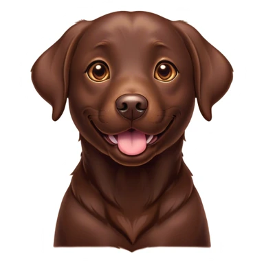 Cinematic Comical Chocolate Labrador Portrait Emoji, Head tilted dramatically with an exaggeratedly amused expression, featuring a glossy chocolate Fur with a rich, radiant finish, wide, expressive brown eyes filled with playful disbelief, Simplified yet hilariously expressive features, highly detailed, glowing with a slightly sassy glow, high shine, dramatic yet playful, stylized with an air of cheeky mischief, bright and endearing, soft glowing outline, capturing the essence of a spirited and over-the-top companion, so meme-worthy it feels like it could side-eye its way into internet fame instantly! sticker
