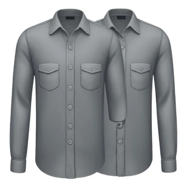 Duas camisas sociais de botão manga longa em tons de cinza, sem ninguém usando, somente camisa  sticker