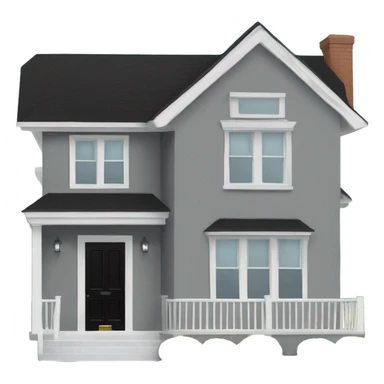 Grey 2 story house white trim black front door sticker
