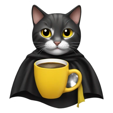 Cat drink to  coffee,  black and yellow cape sticker