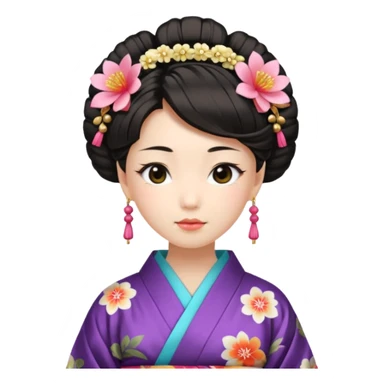 Japanese Princess with floral hairpin sticker