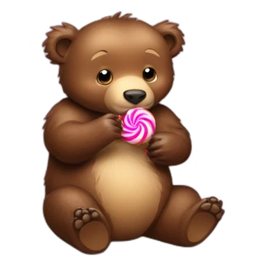 Baby grizzly bear eating candy sticker