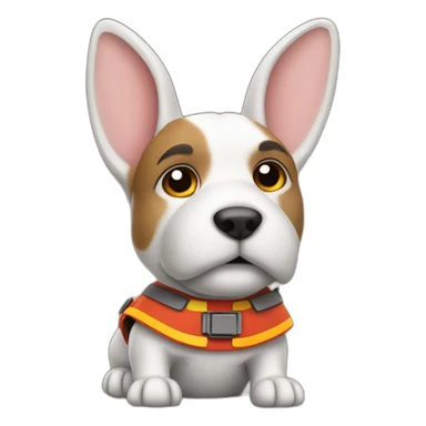 a jackrabbit terrier dog who works as a firefighter and wears a bulletproof vest sticker