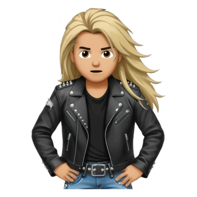 A long haired keyboardist headbanging, the keyboardist is rebellious in their clothing style. sticker