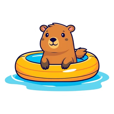 capybara in a pool floaty  sticker