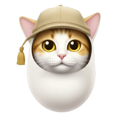 egg cat with a cap sticker