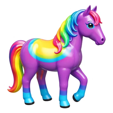  Lisa Frank style  vinyl fat horse toy figure  sticker