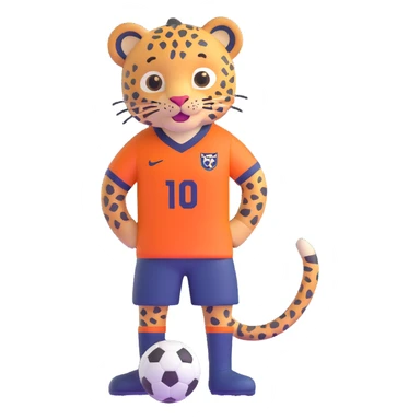 close-up of leopard in navy soccer jersey, smiling sticker