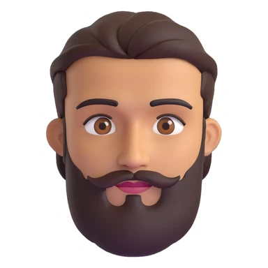 man with medium beard, connected eyebrows, olive tan skin, and brown eyes sticker