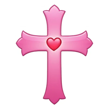Heart infront of cross, pink sticker