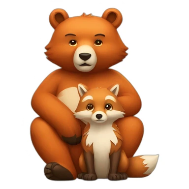 bear and fox are sitting together sticker