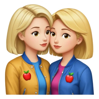 Lana Lang and Chloe Sullivan, affectionate kiss, apple style emoji sticker