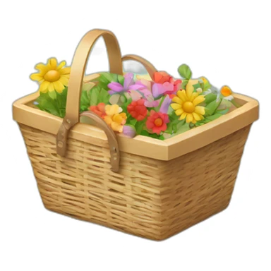 picnic basket with flowers and design tools inside sticker