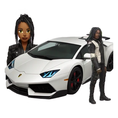 Cyber punk in front of two lambos  sticker