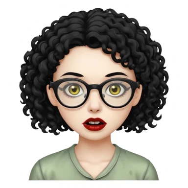 Faz uma zombie feminina de cabelo preto cacheado bonito e óculos de grau preto  sticker