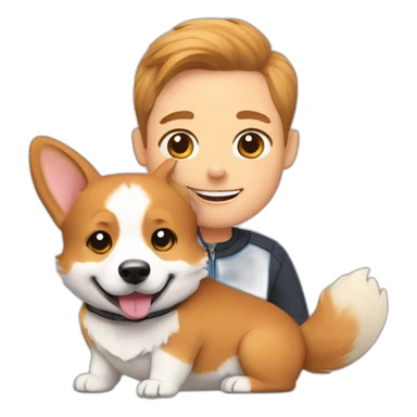 Corgi with a human pet sticker
