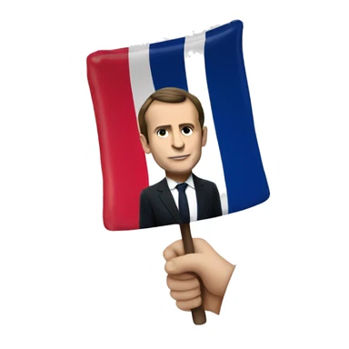 macron with a french flag in his hand sticker