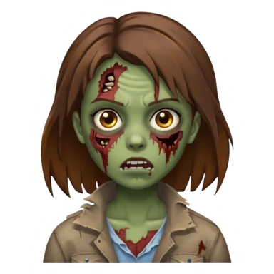 menina zumbi com a cara arranhada e franja morena sticker