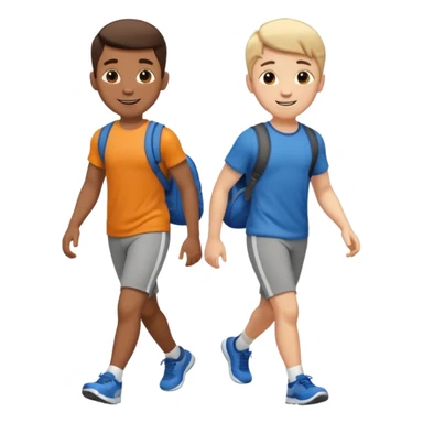 two boys walking, wearing gym clothes, full body sticker