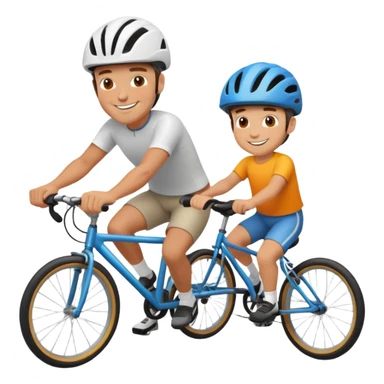 father and son cycling sticker
