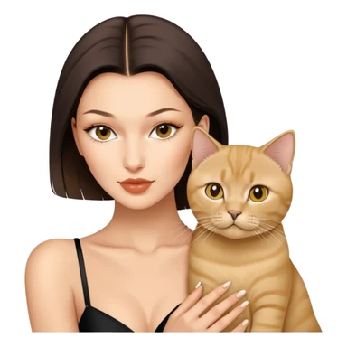 Bella Hadid with a Golden British Shorthair kitty sticker