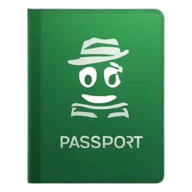 dark green passport with letter sticker
