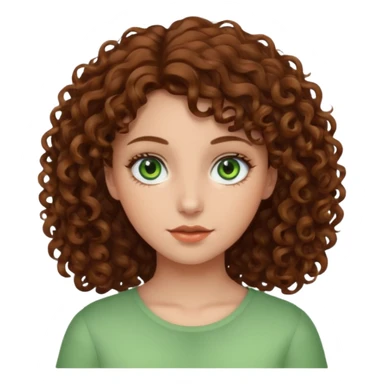Chica de pelo rizado castaño con ojos verdes sticker