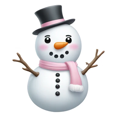Cute white and light pink snowman sticker