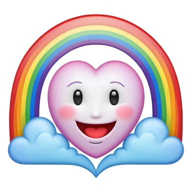 A heart with a smile no eyes no face and rainbow over the top sticker