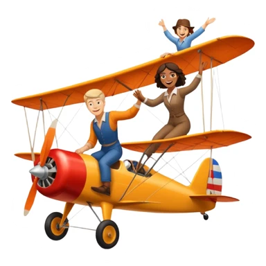 White man and brown woman wingwalking on separate planes sticker