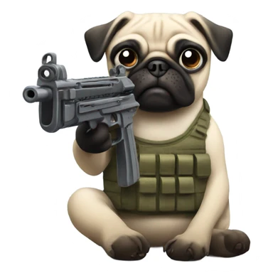 Pug with machine gun sticker