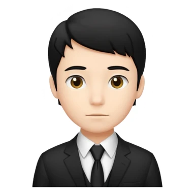 Chico con pelo negro, camisa negra y una corbata blanca sticker