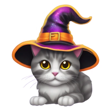 Lisa frank Halloween cat with witch hat sticker