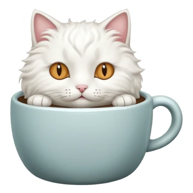 cute white cat relaxing in a coffe mug sticker