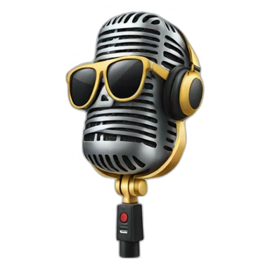 microphone with sunglasses and headphones sticker