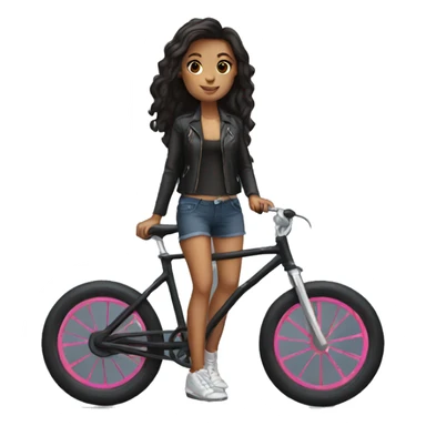 I need to generate a girl with dark not long hair on a bike sticker